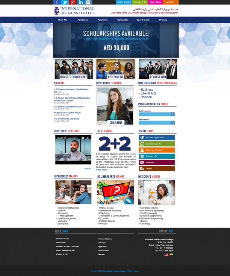 International Horizons College WordPress Website